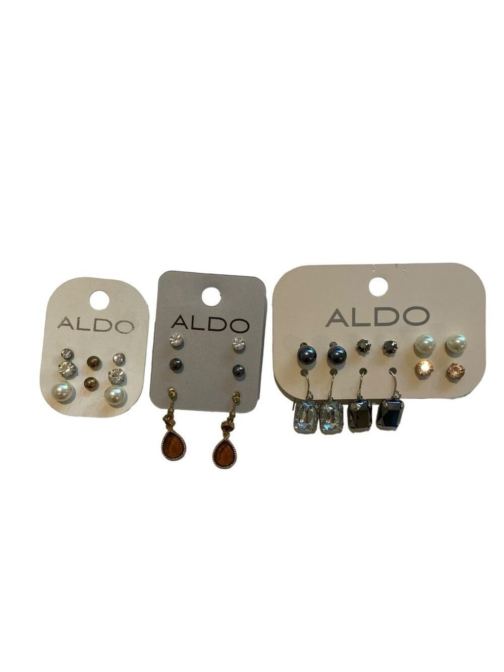 Aldo earrings set bundle crystal pearls silver white brown and more